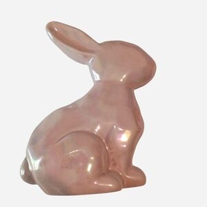 Pink Iridescent Ceramic Bunny Accent Figurine